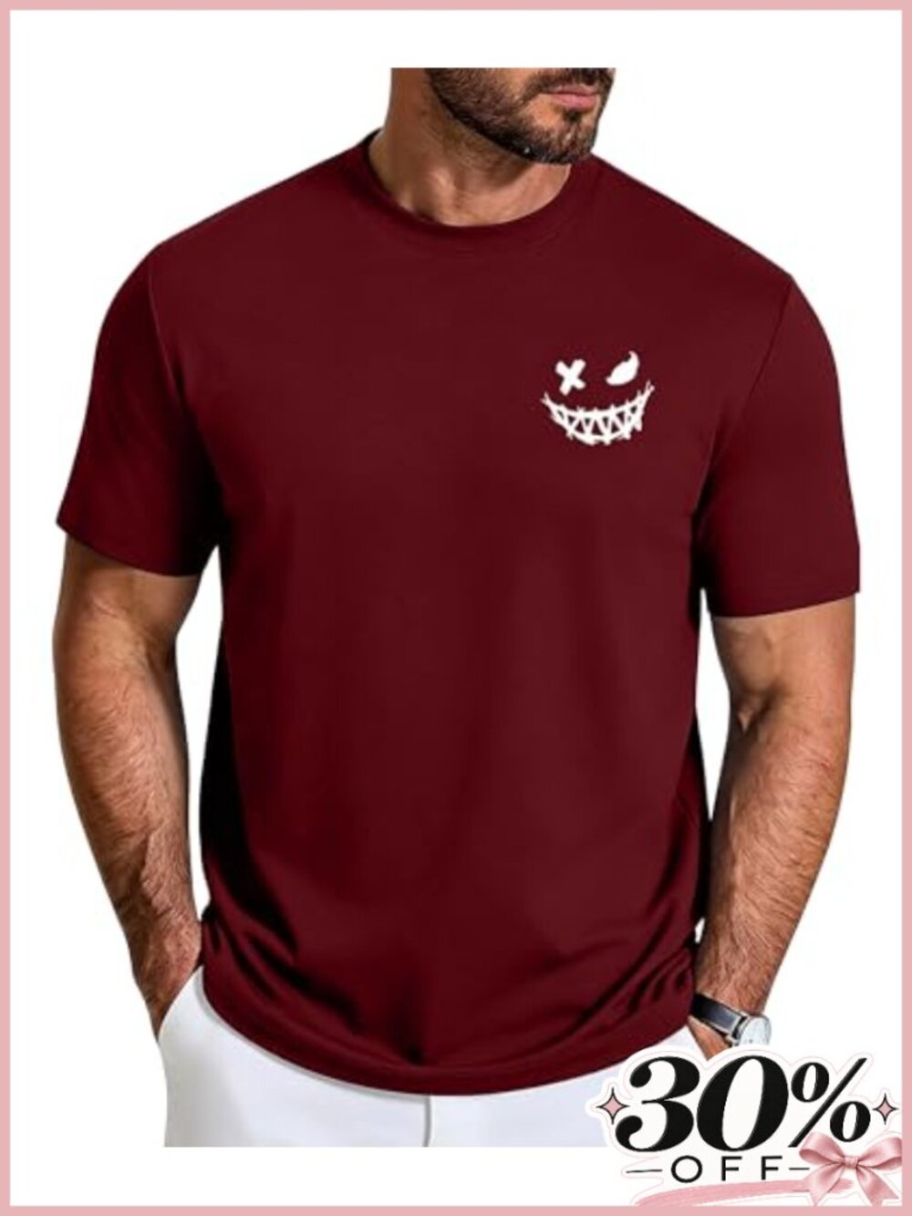 Mens Graphic Tee Slim Fit Crew Neck Short Sleeve Polyester Casual